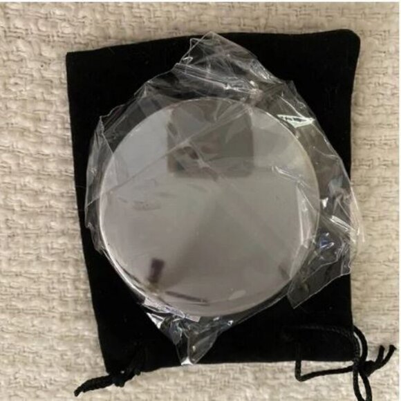 Cosmetic Mirror -  blue sparkle handheld cosmetic mirror with velvet dusty!  NEW - Picture 2 of 2